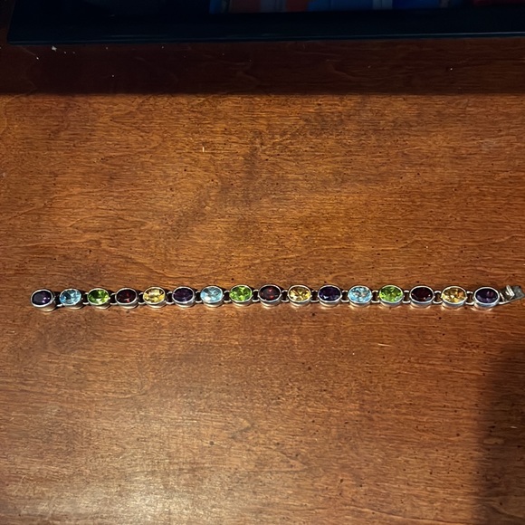 QVC Sterling Silver 18 cttw Bezel Set Multi Gemstone Bracelet - Picture 7 of 10